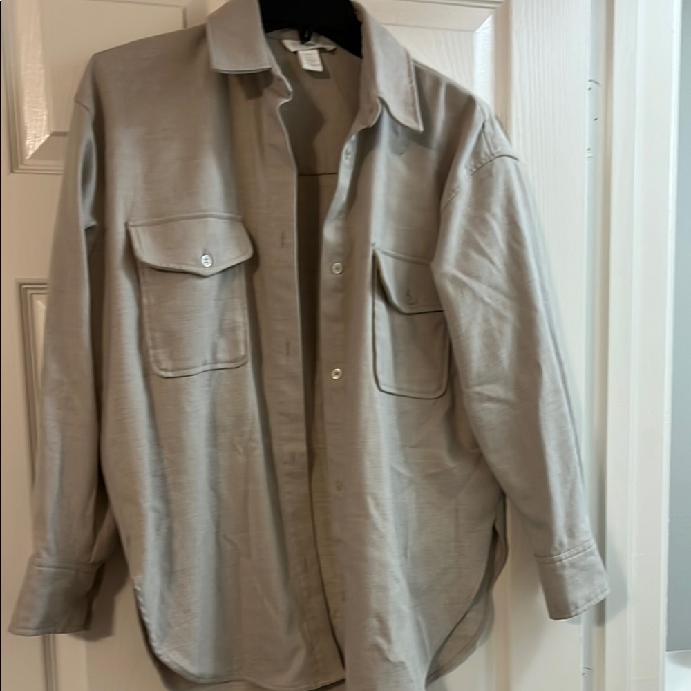 H&M Gray Lightweight Shirt Jacket Relaxed Fit